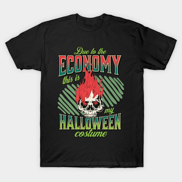 Flaming skull - Halloween economy costume T-Shirt by Backpack-Hiker